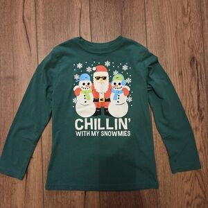 Holiday Time Green Long-Sleeve 'Chillin' With My Snowmies' Tee